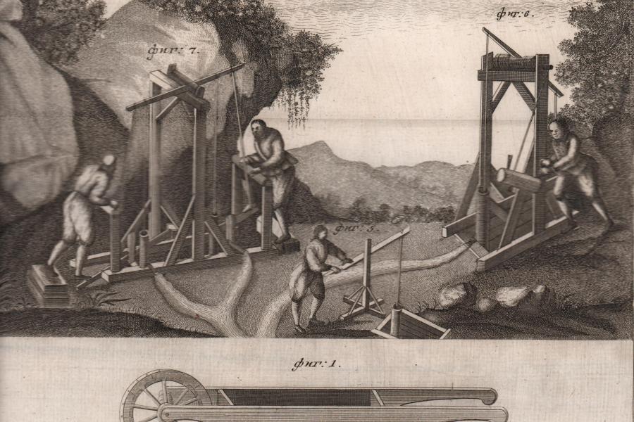 Литография из книги И. Шлаттера ""Обстоятельное наставление рудному делу"